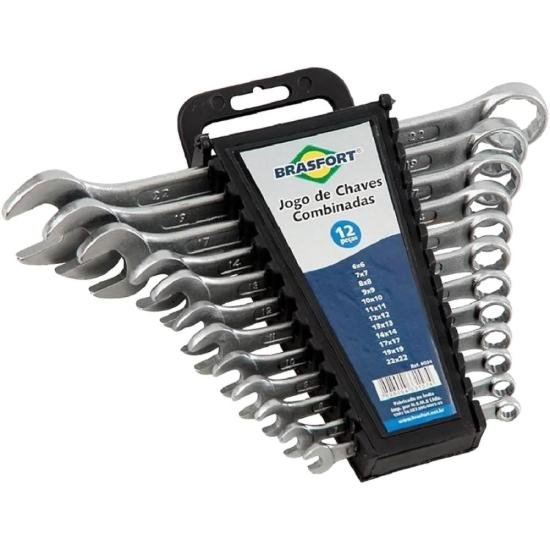 Kit de chave combinada com 12 peças de 6 a 22 mm Brasfort