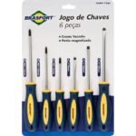 Jogo de chaves de fenda/Phillips com 6 peças Brasfort