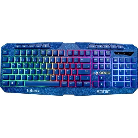 Teclado gamer letron sonic USB com LED azul