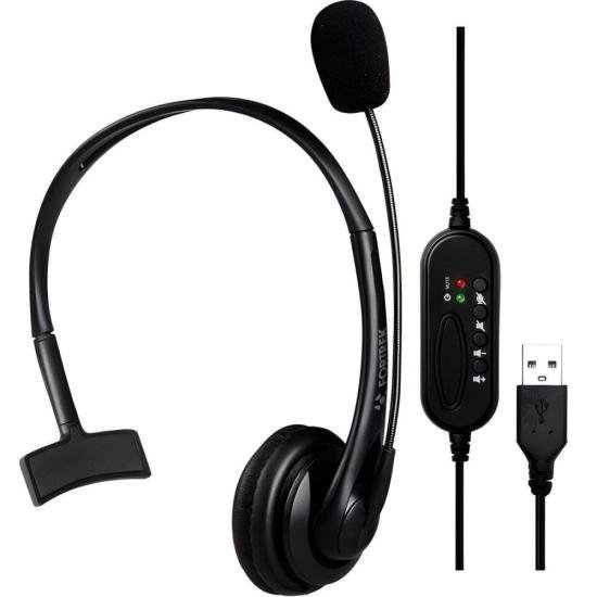 Headset office fortrek FK 731A USB preto