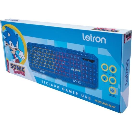Teclado gamer letron sonic USB com LED azul