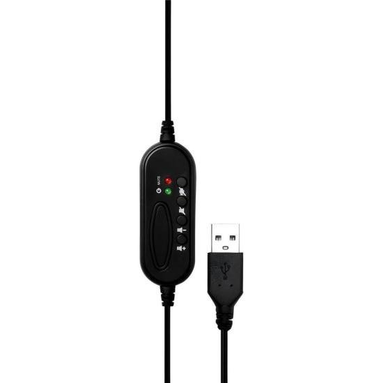 Headset office fortrek FK 731A USB preto