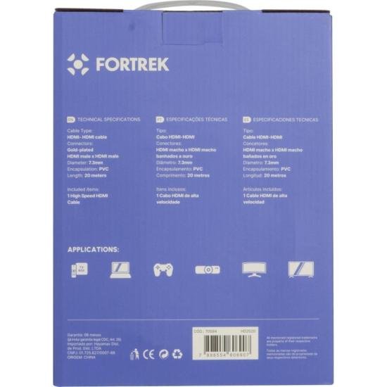 Cabo HDMI Com filtro 2.0 4K 20 metros HD2020 Fortrek