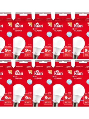 Kit 10 Lâmpadas LED Kian E27 9W Bulbo Branco Frio 6500k
