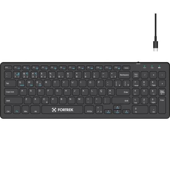 Teclado Sem Fio Office Fortrek KB11 Full Bluetooth Preto